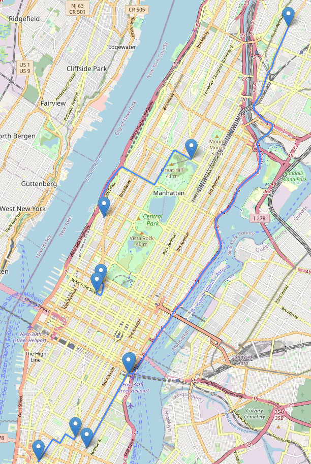 Multiple trip of taxis in NYC on 2022-11-05