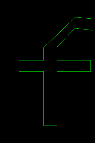 The letter f with no Bezier