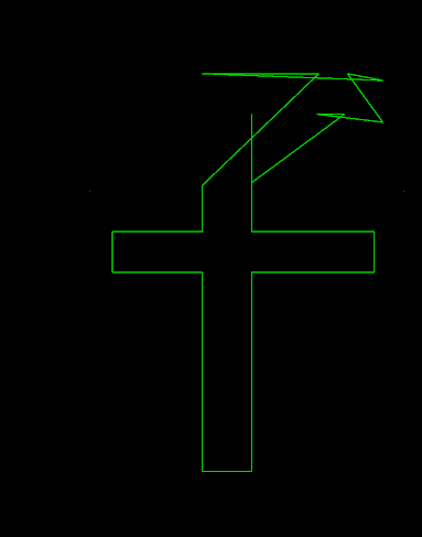 The letter f with failed attempt to add curve