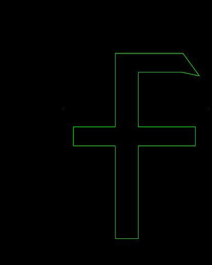 The letter f with another failed attempt to add curve