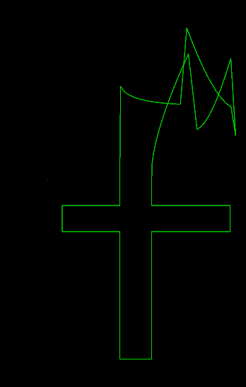 The letter f with another failed attempt to add curve