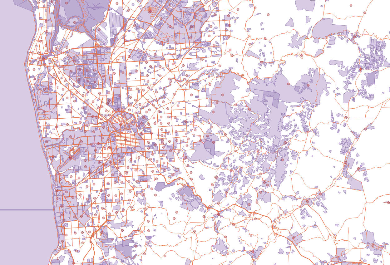 Adelaide rendered by QGIS from vector tiles using the default style. Adelaide rendered by QGIS from vector tiles using the default style