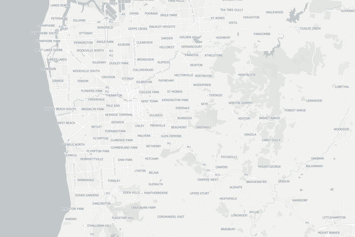 Adelaide rendered by QGIS from vector tiles using Positron GL style. Adelaide rendered by QGIS from vector tiles using the Positron GL style
