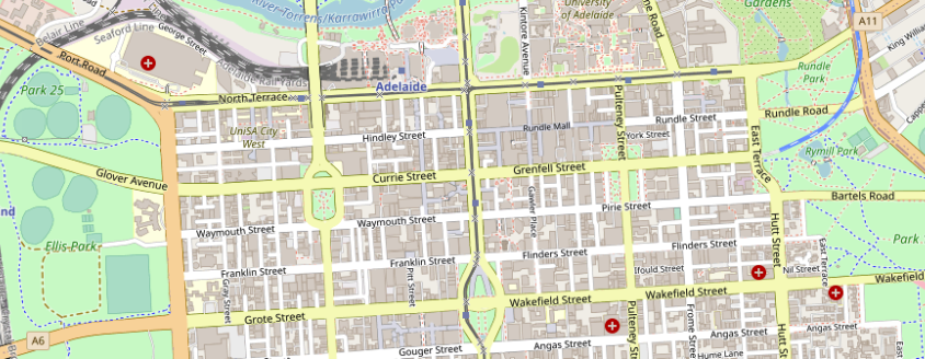 Subsection of city of Adelaide with correct colouring. Subsection of city of Adelaide with correct colouring